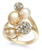 INC International Concepts Gold-Tone Pearl & Crystal Statement Ring - Size 6